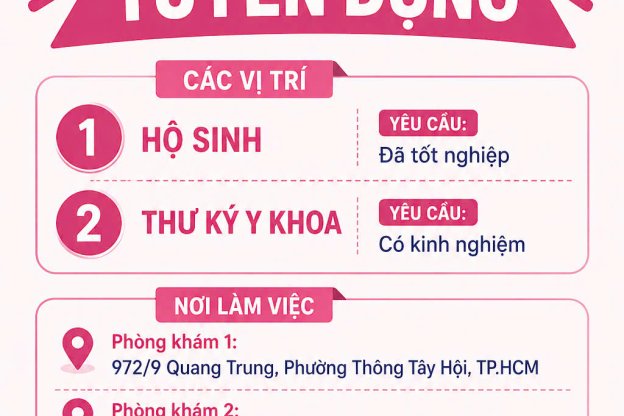 TUYỂN DỤNG HỘ SINH-THƯ KÝ Y KHOA